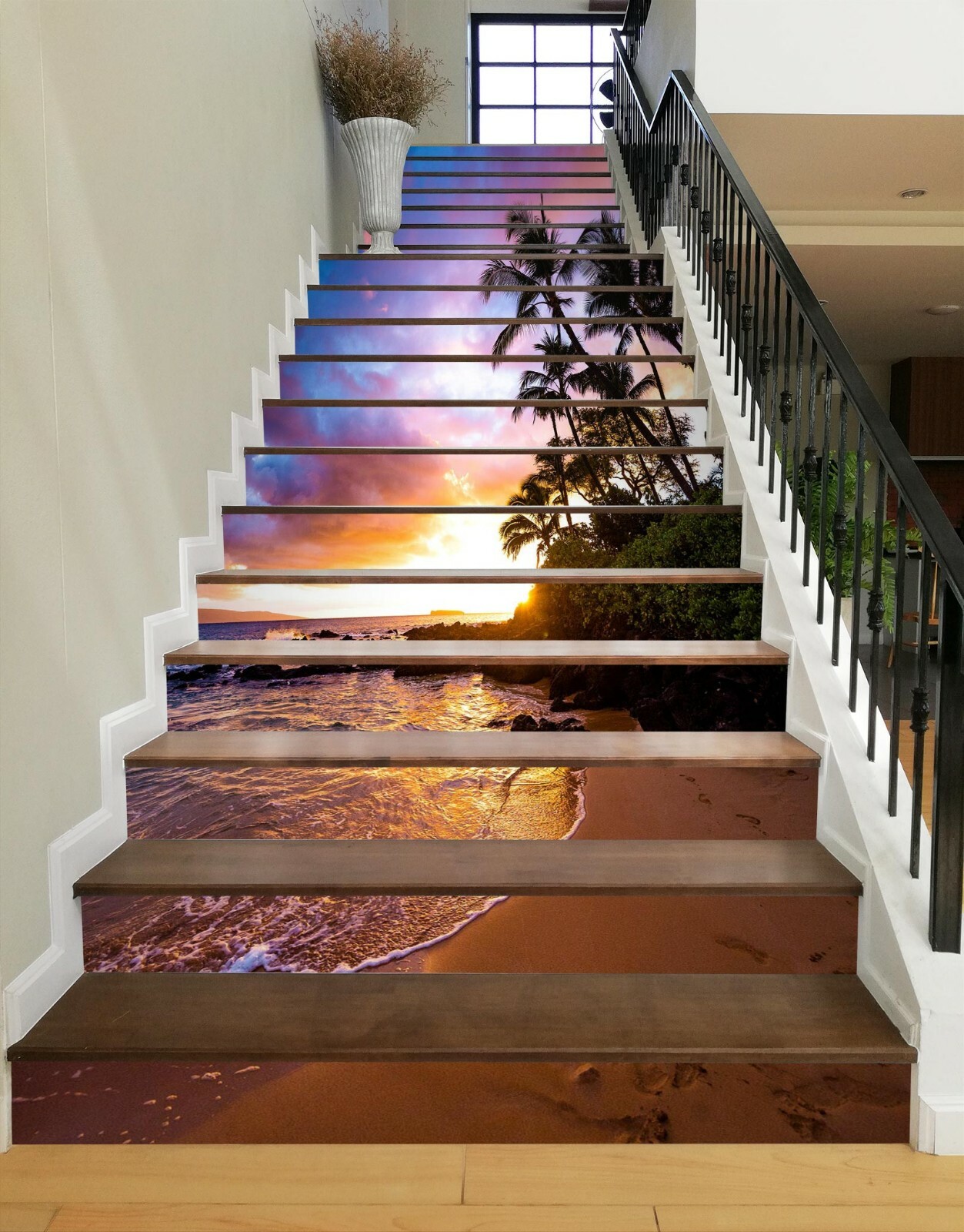 3D Sunset Beach NA451 Stair Risers Decoration Photo Mural Decal Wallpaper Fay