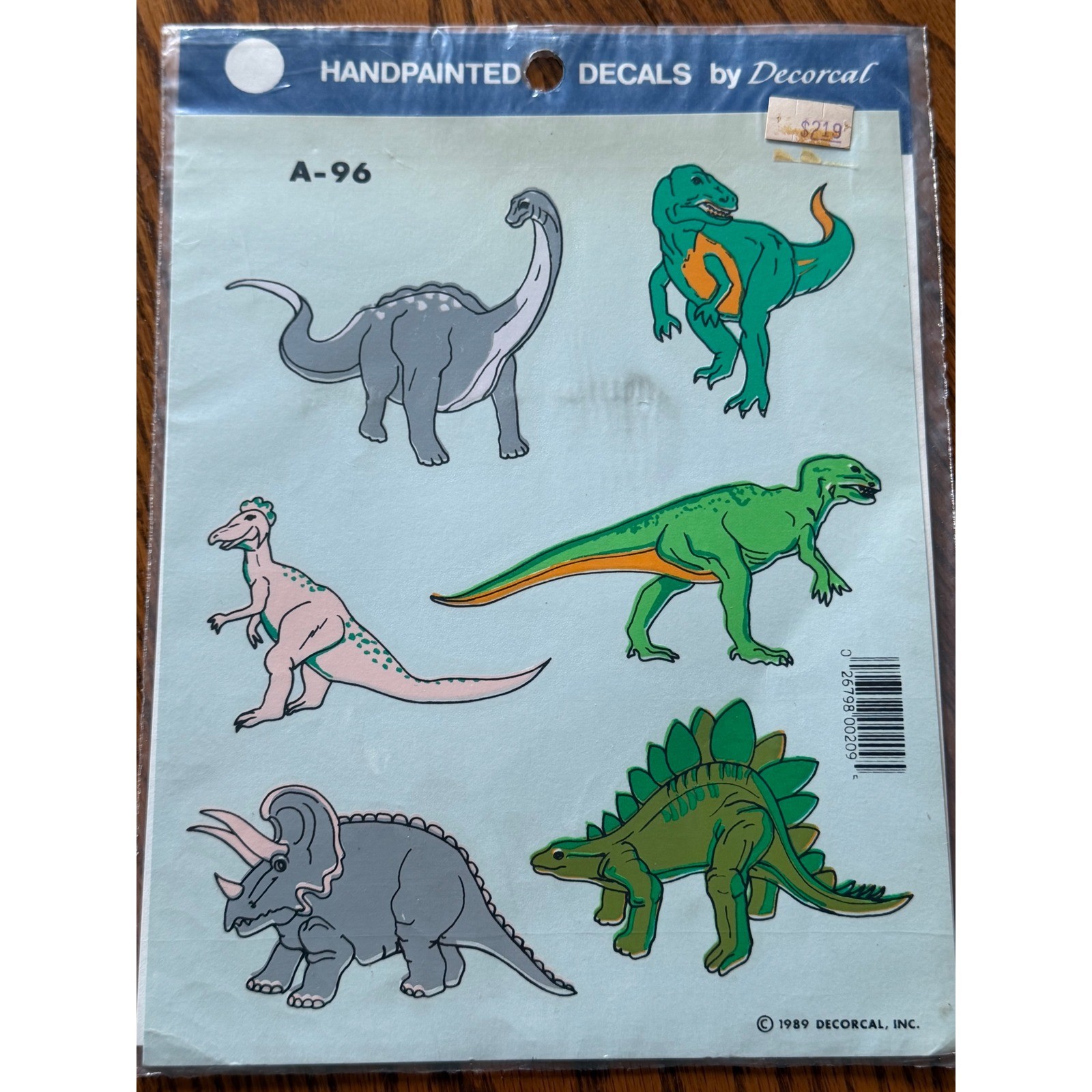 Vintage Dinosaurs Decal New Decoral 1989 Handpainted Rare USA Decorating Boys