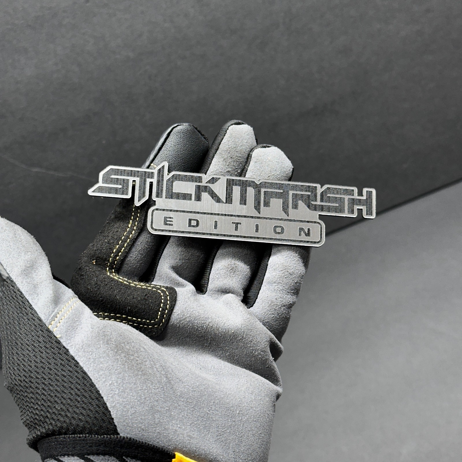 Car badge CUSTOM TEXT Emblem, Car emblem racing BRUSHED SILVER Text Name Logo