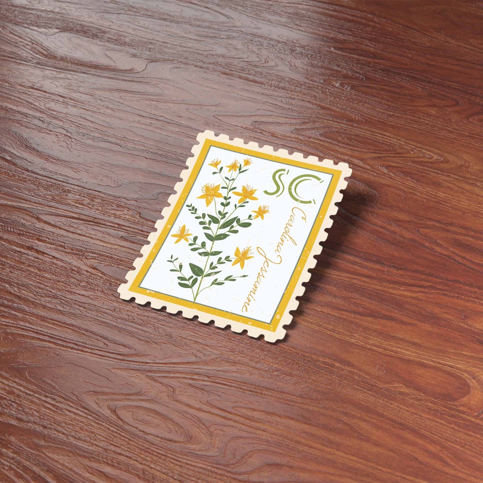South Carolina State Flower Jessamine Sticker- SC Vintage Stamp Decal for Laptop