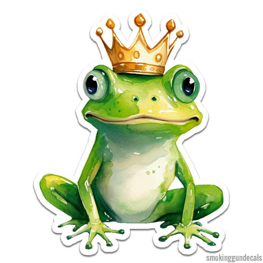 Frog Prince Crown, Vinyl Decal Sticker, Indoor Outdoor, 3 Sizes, #12555