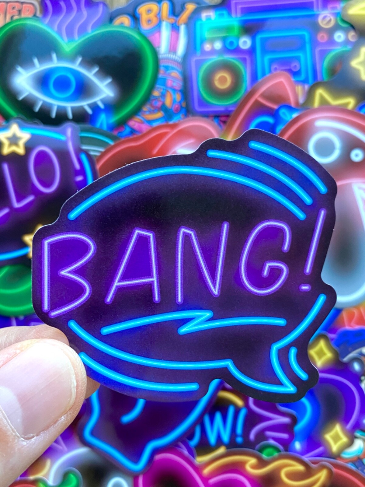 5-50 pcs Neon Stickers, Cute Cool Light Kawaii Stocking Stuffer Laptop Decals