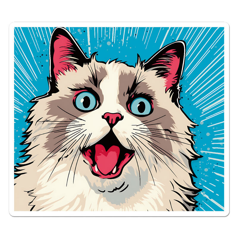 Popart Ragdoll Cat, Vinyl Decal Sticker, Indoor Outdoor, 3 Sizes, #11850