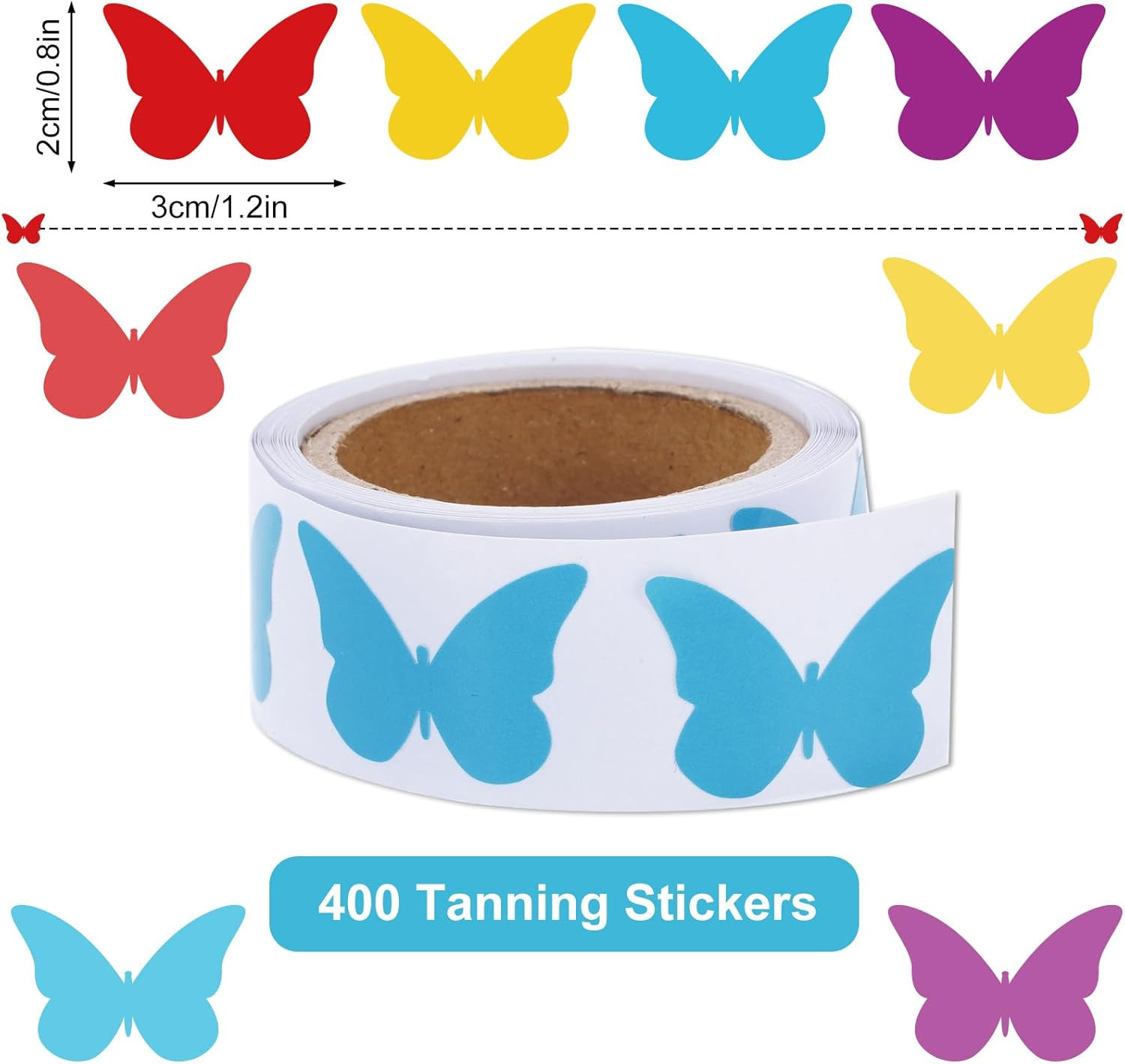 400 Butterfly Sunbathing Stickers for Tanning – Self Adhesive Body Decals