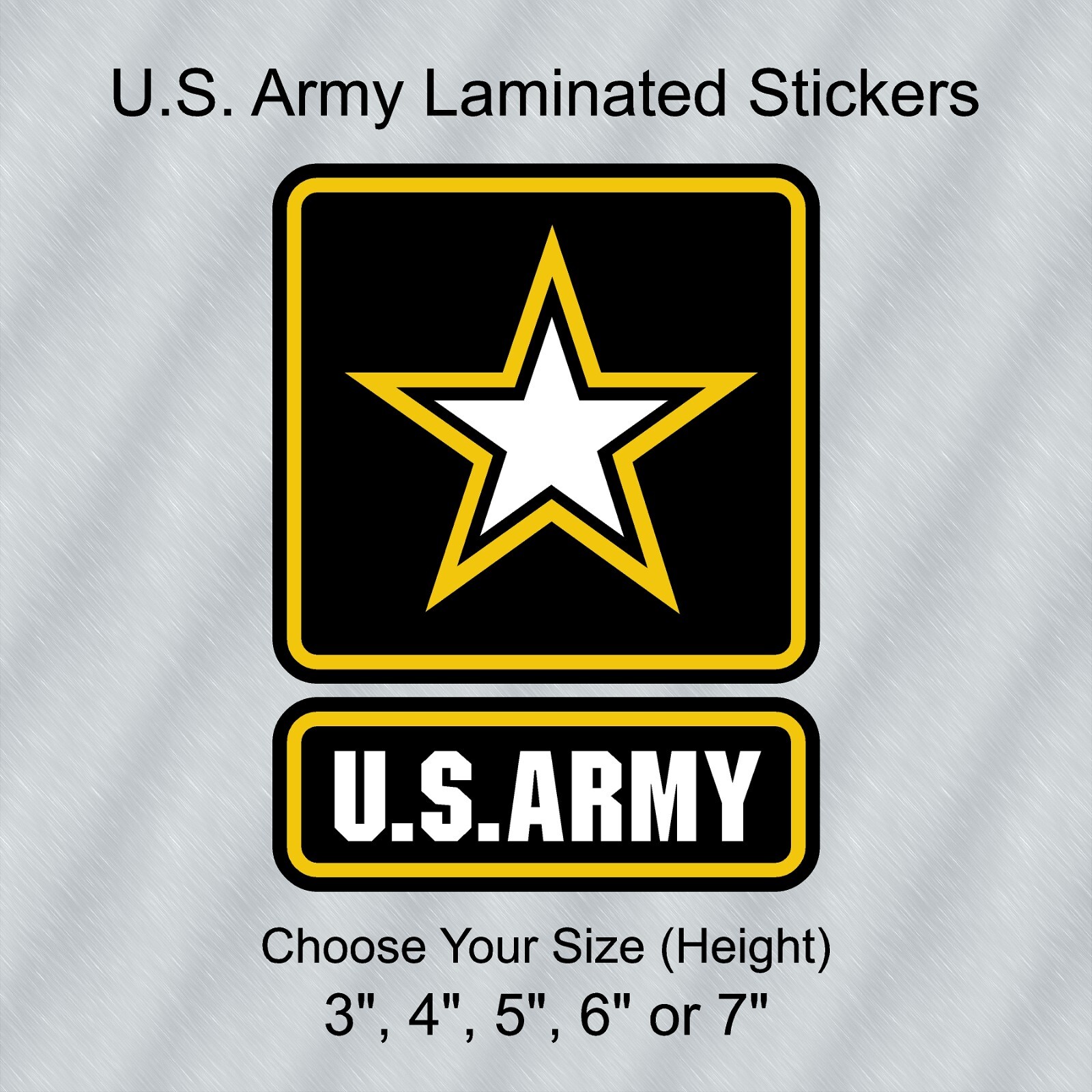 US ARMY Logo Laminated & Masked Stickers Choose from 3", 4", 5", 6" or 7" Tall