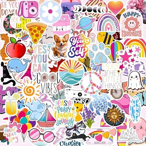 300 Pcs Preppy Summer Stickers for Water Bottles, Laptop, Phone, Cup