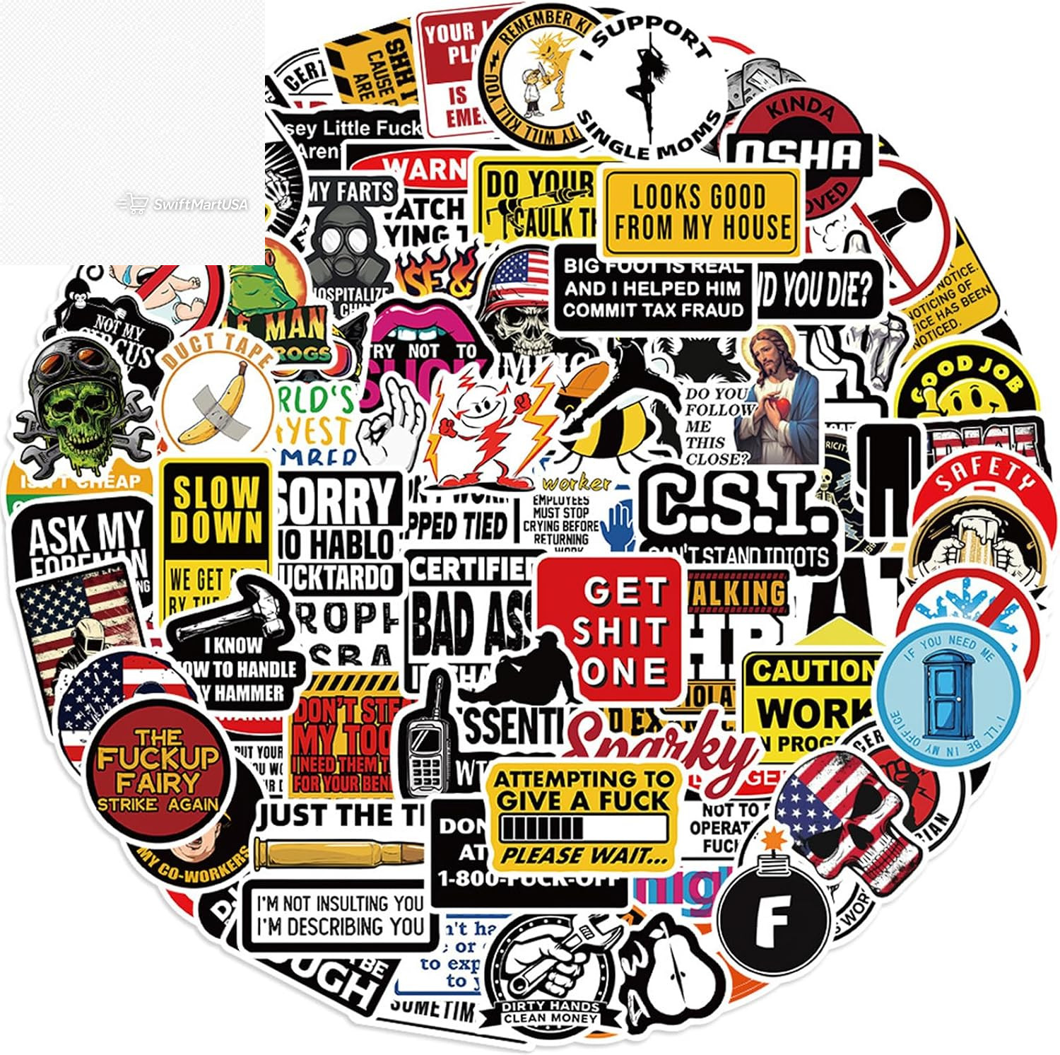 100 Pcs Funny Stickers for Adults Sarcastic Meme Decals for Laptop Water Bottle