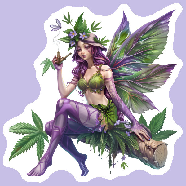 Stoner Fairy Decal Marijuana Vinyl Sticker 420 Weed Gift Whimsical Fairycore