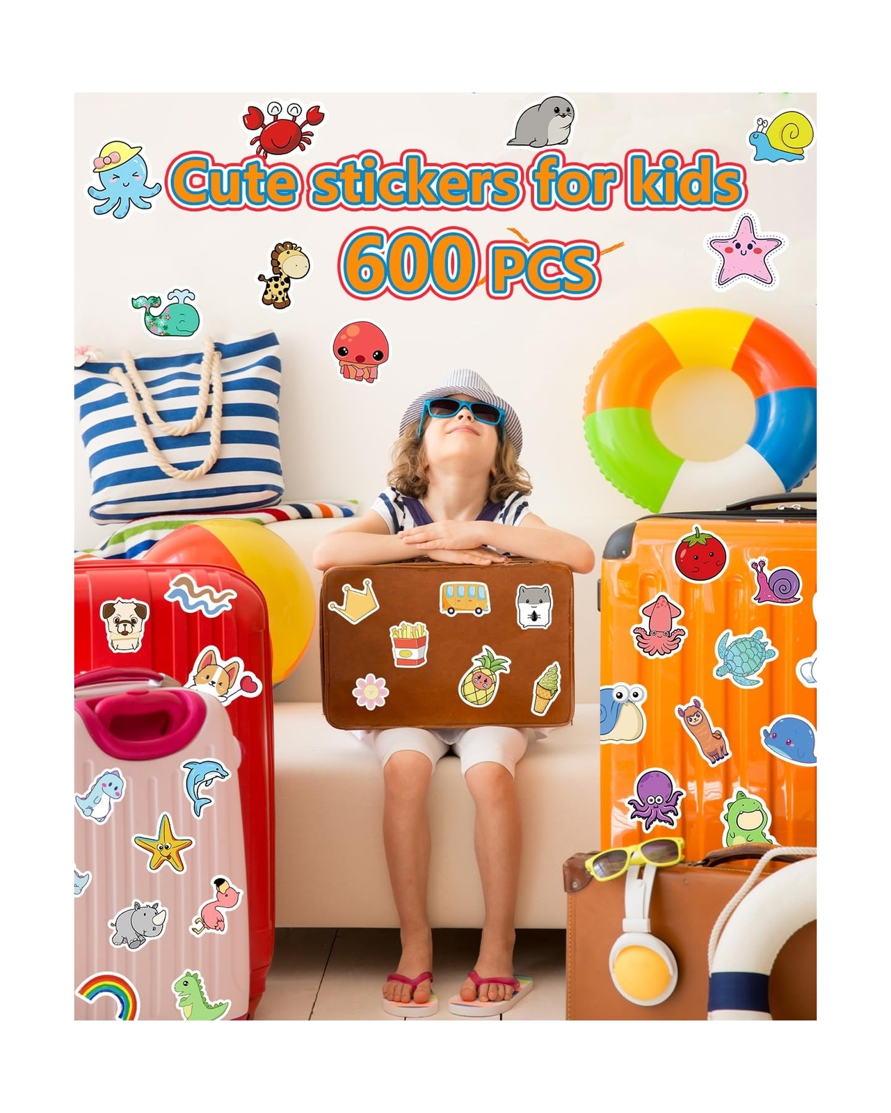 600 Pcs Cute Stickers for Kids, Water Bottle Stickers for Teens, Kawaii Vinyl…