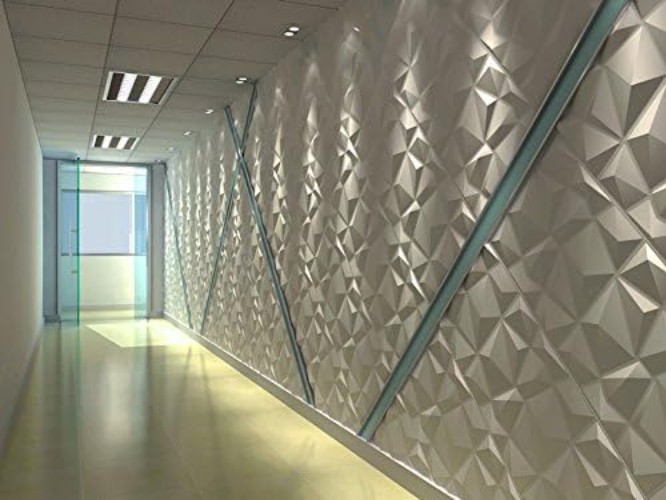 12 Pack 3D Diamond Design Wall Panels 19.7"x19.7" PVC Panel for Interior Wall…