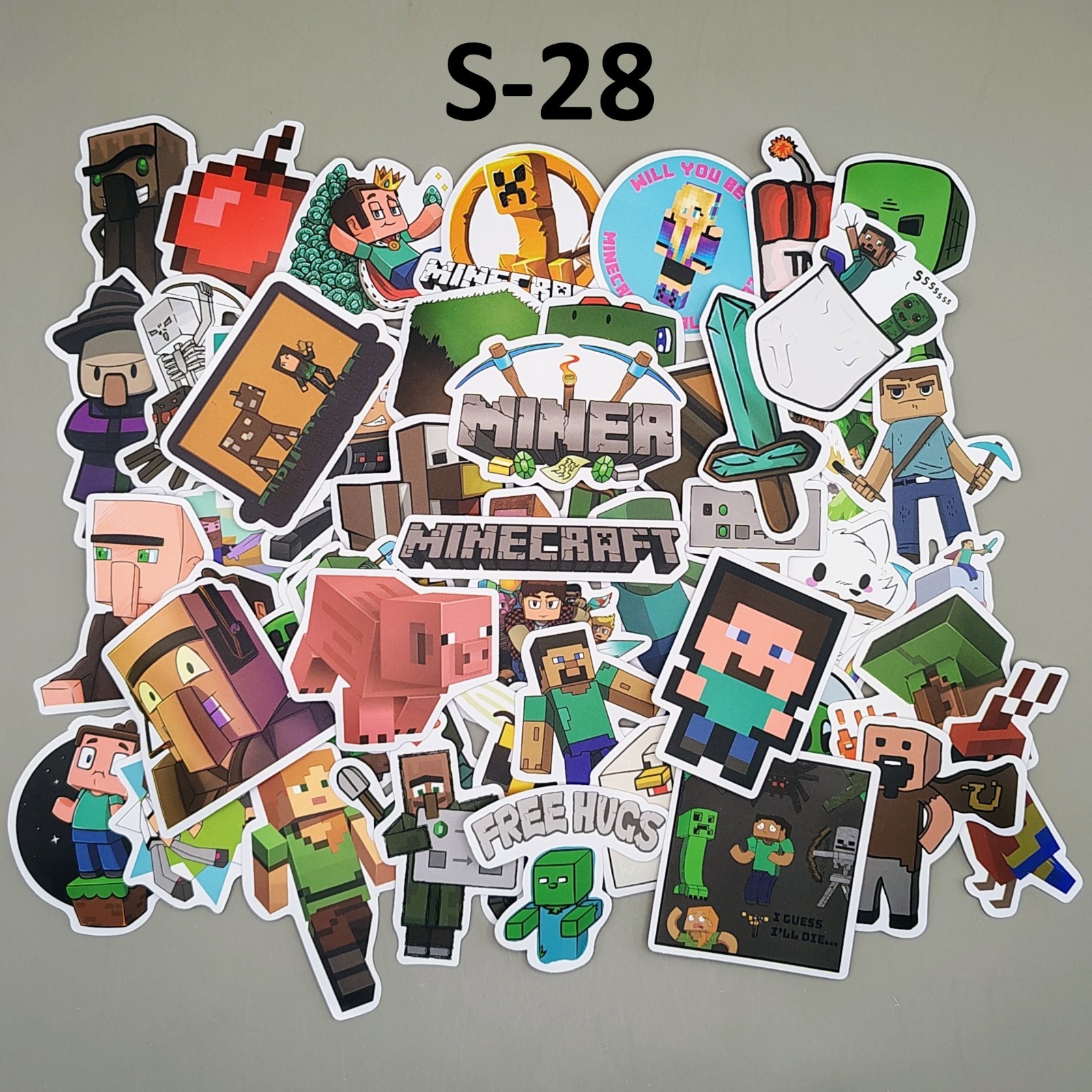 You Pick 50 Pack Mine Crafting Stickers 8-Bit Pixel Block Builder Decal Lot