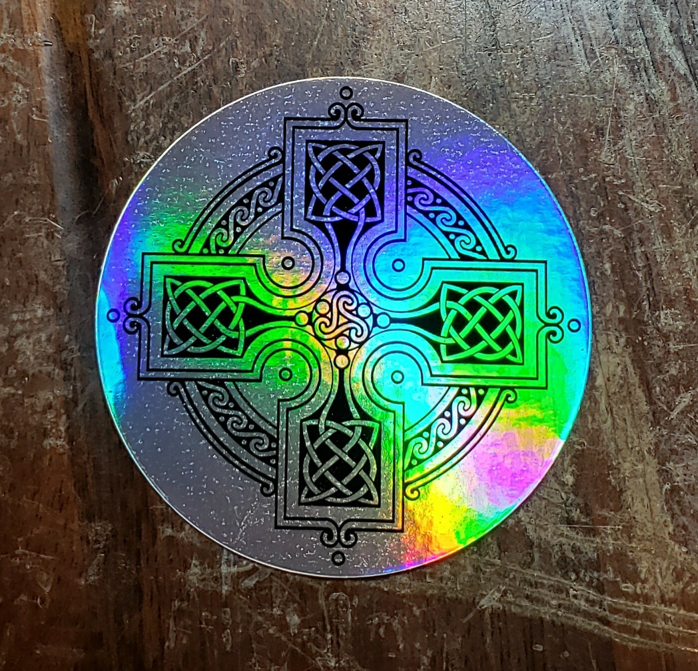 CELTIC CROSS IRISH SCOTTISH VIKING Holographic Sticker Vinyl 3 inch