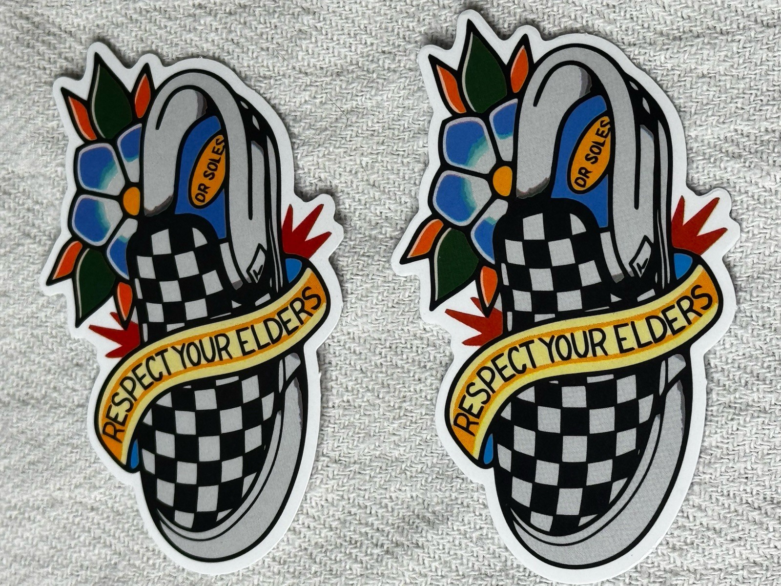 2 PCS Respect Your Elders Gen x Millennial VANS Skater Decal Sticker Spicoli