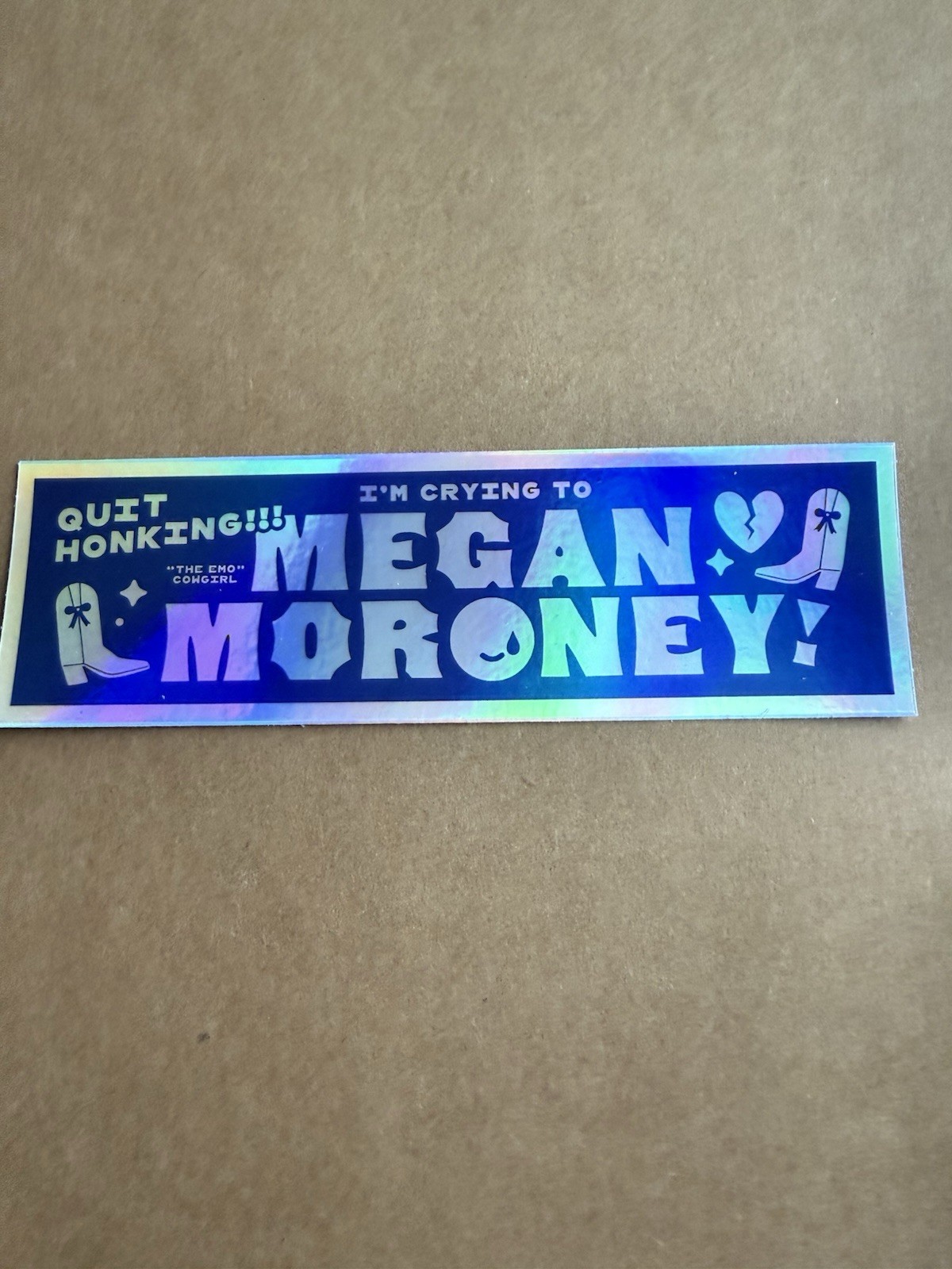 Holographic Megan Moroney Sticker Decal Rainbow Emo Cowgirl Country Music 6 inch