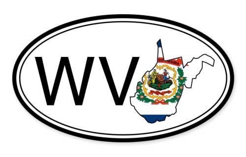 West Virginia State Flag Oval Car Vinyl Sticker – SELECT SIZE