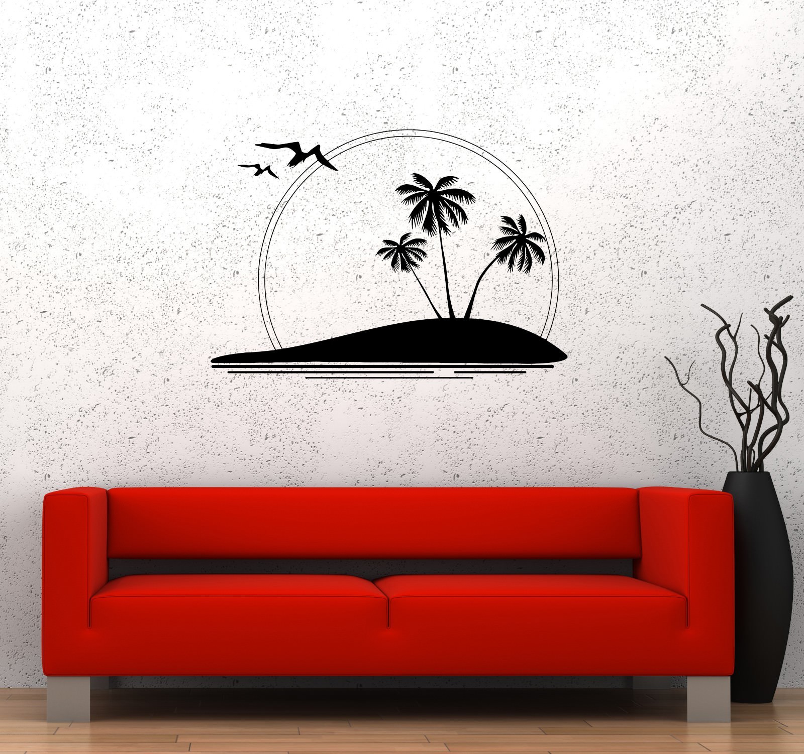 Wall Decal Palm Beach Sea Ocean Nature Resort Vinyl Sticker (ed1006)