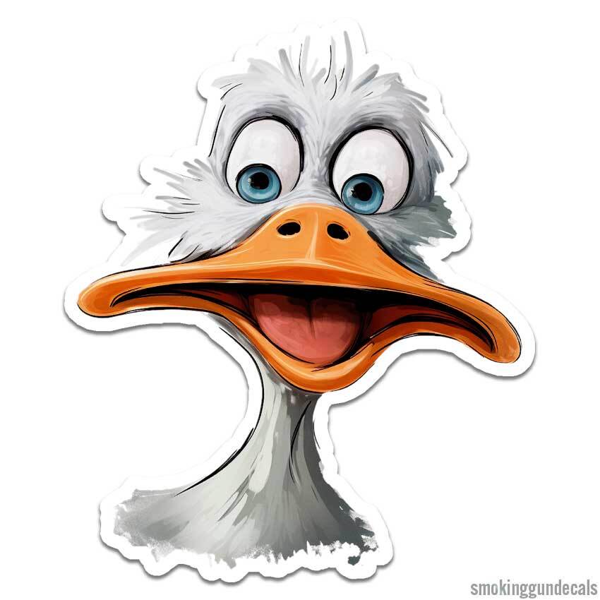 Funny Duck, Vinyl Decal Sticker, Indoor Outdoor, 3 Sizes, #12498