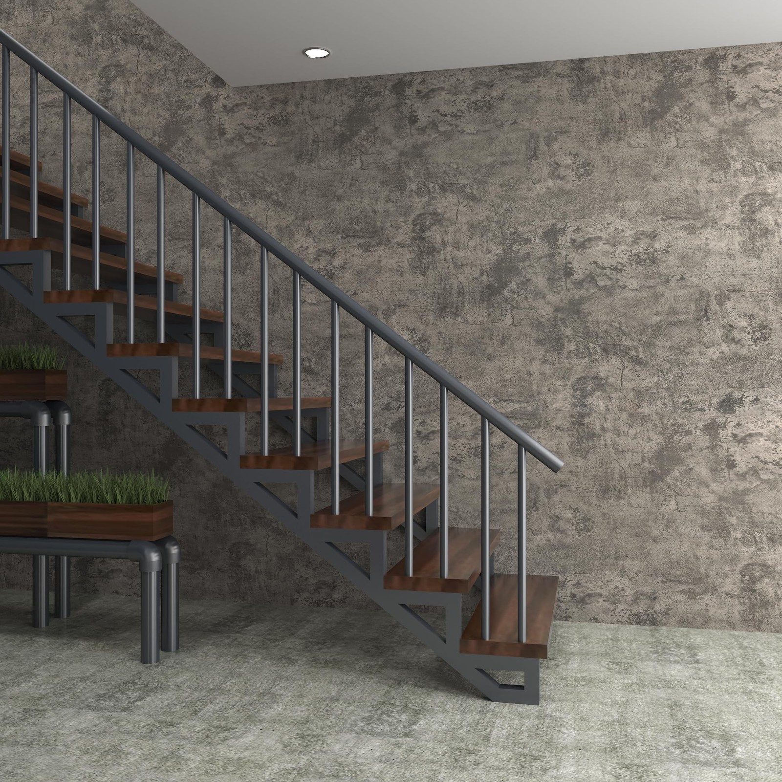 16"×591" Light Brown Grey Concrete Wallpaper Peel and Stick 3D Industrial Cem…