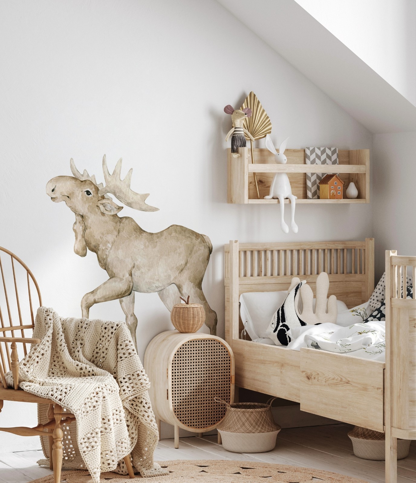 36" Moose Woodland Animal Wall Decal Peel & Stick Forest Nursery Wall Decor