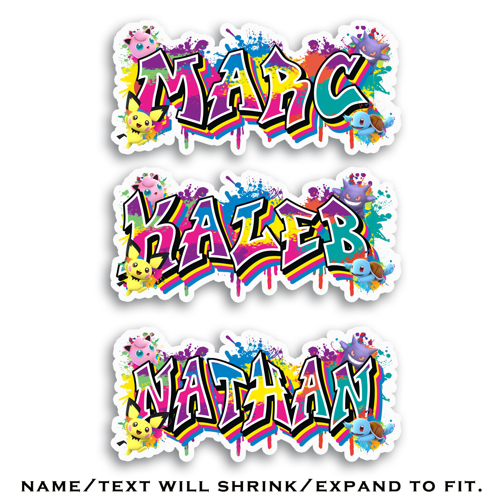Custom Vinyl Name Sticker Decal, Personalized Anime Graffiti Style, Aesthetic