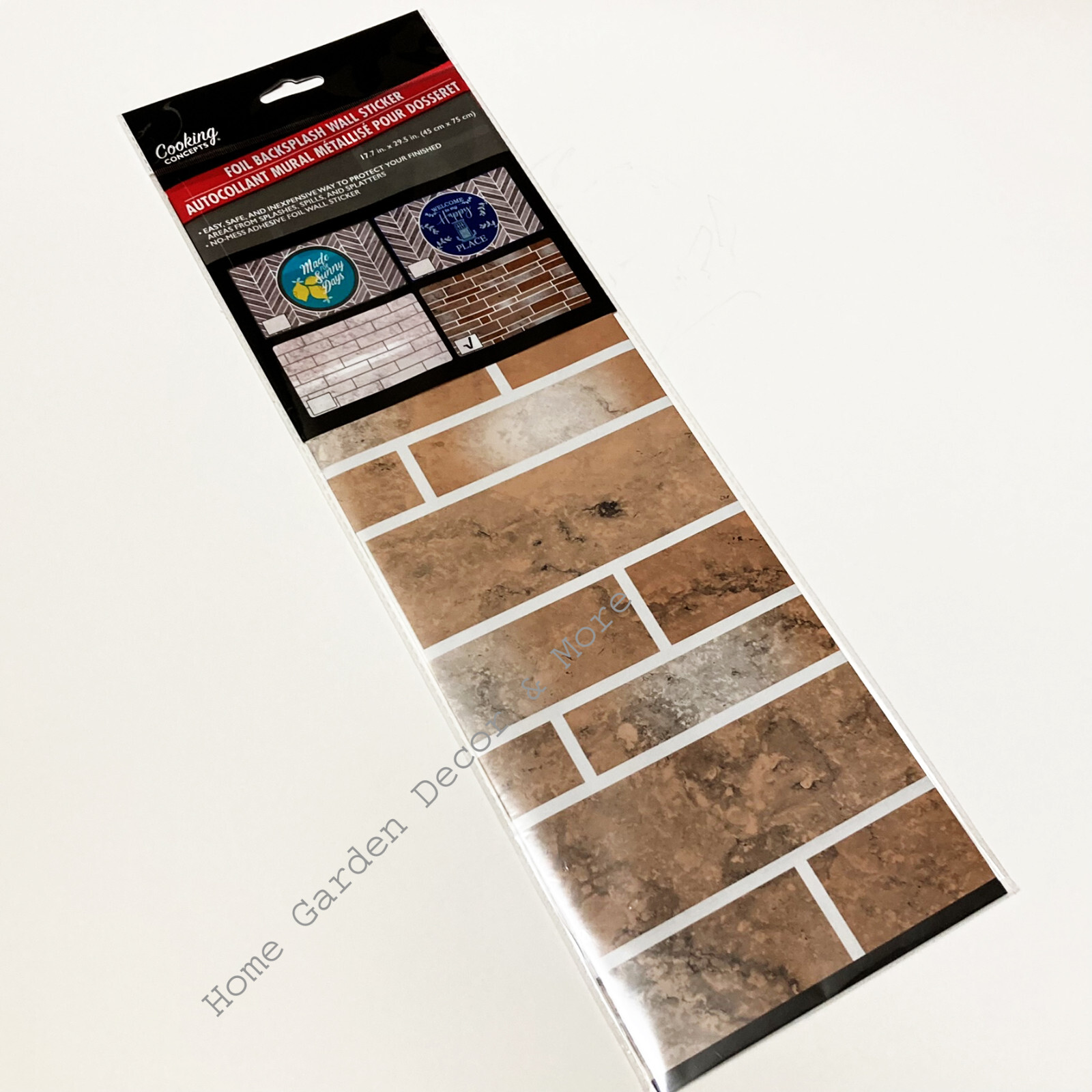Teracotta Brown Brick Tile Foil Backsplash Wall Art Decal 29.5" Peel Stick