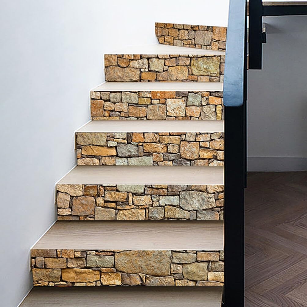 Waterproof Self-Adhesive Stair Stickers 6Pcs Creative Stone Pattern Peel and …