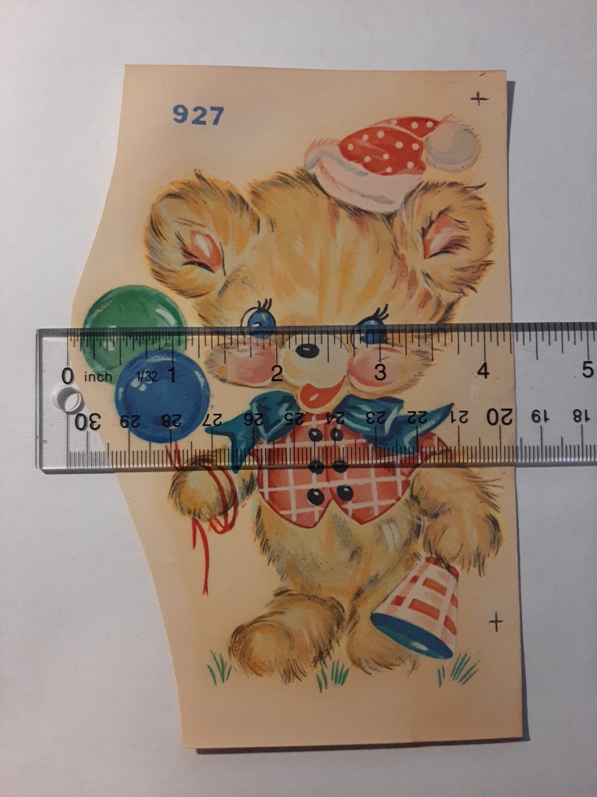 Vintage Water Transfer Decal Bear with Balloon Duro Unused