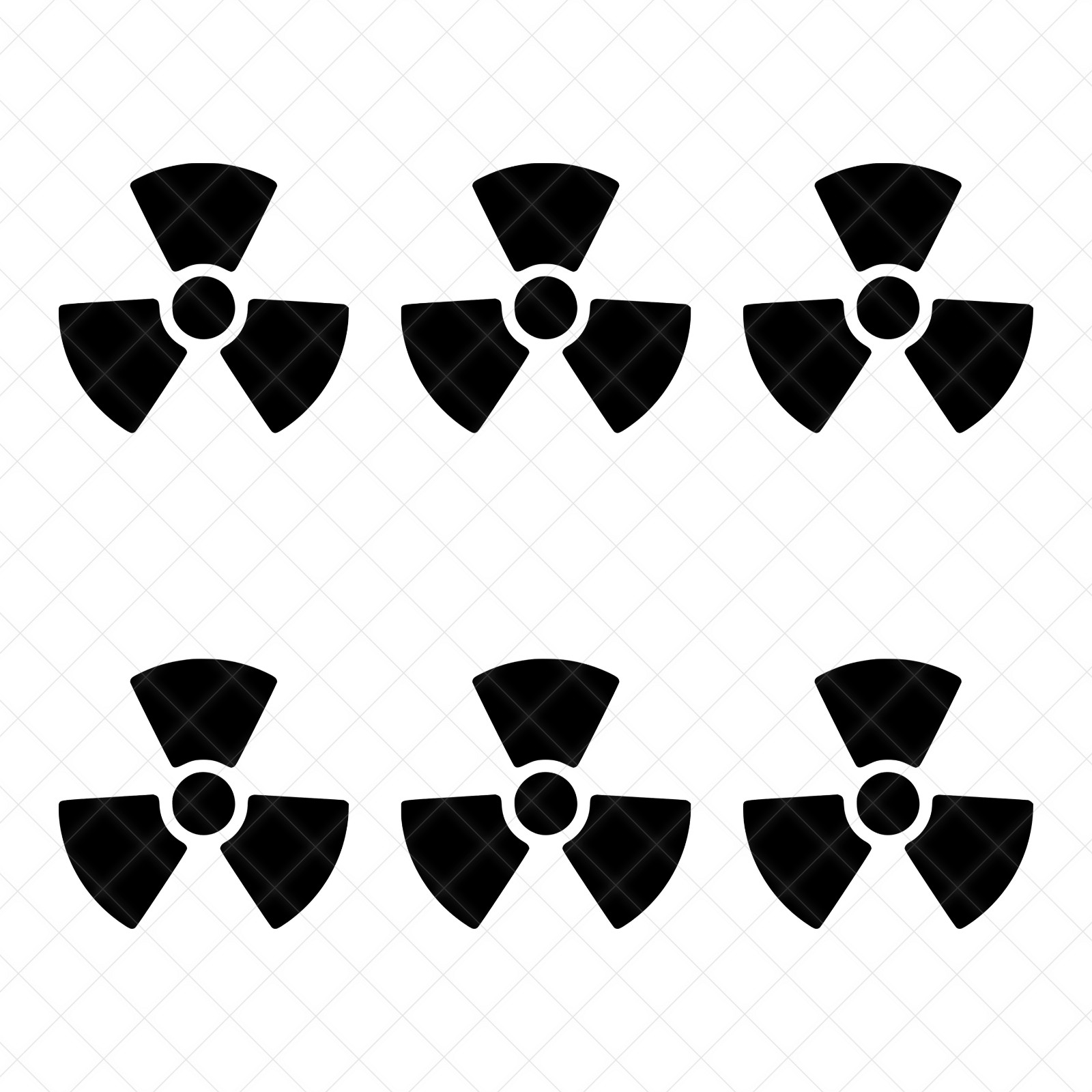 Set of 6 Radioactive Symbol Vinyl Decals | Hazard Warning Stickers