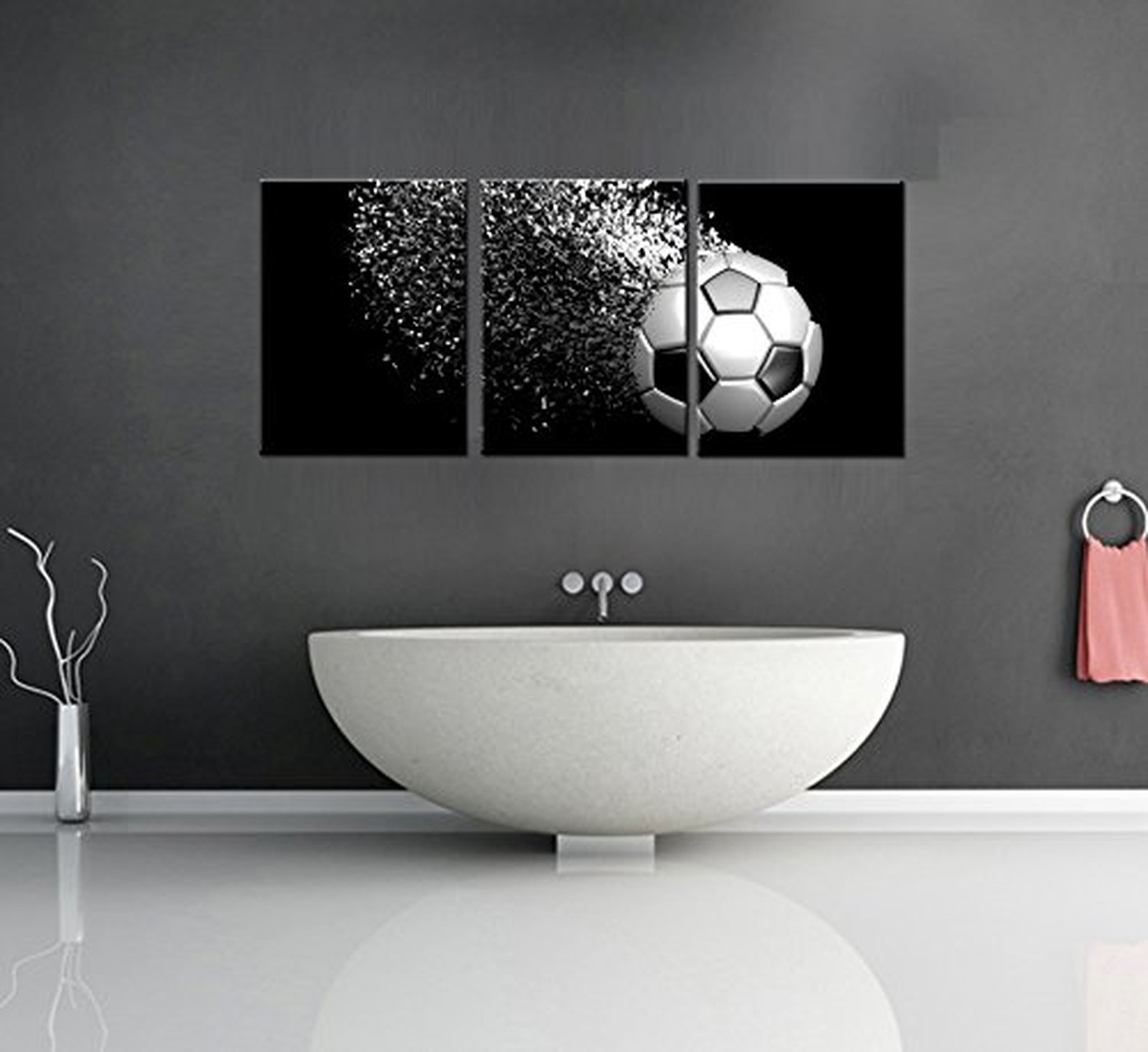 Black and White Splash Soccer Football Balls Wall Art Posters Prints on Wrapp…