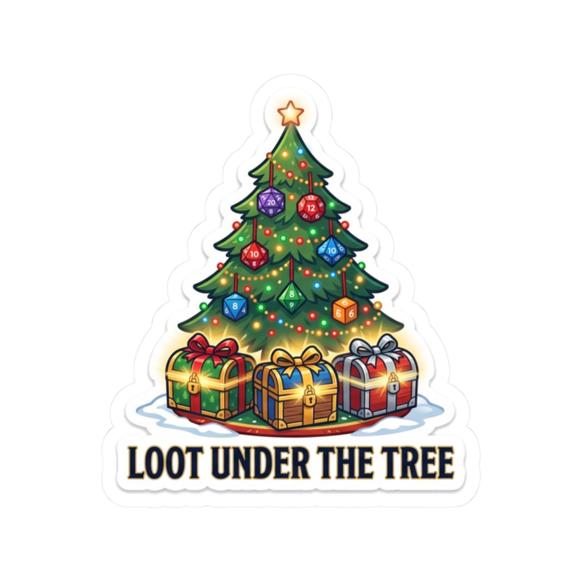 Loot Under The Tree Christmas Tabletop RPG D20 Dice Gamer Sticker