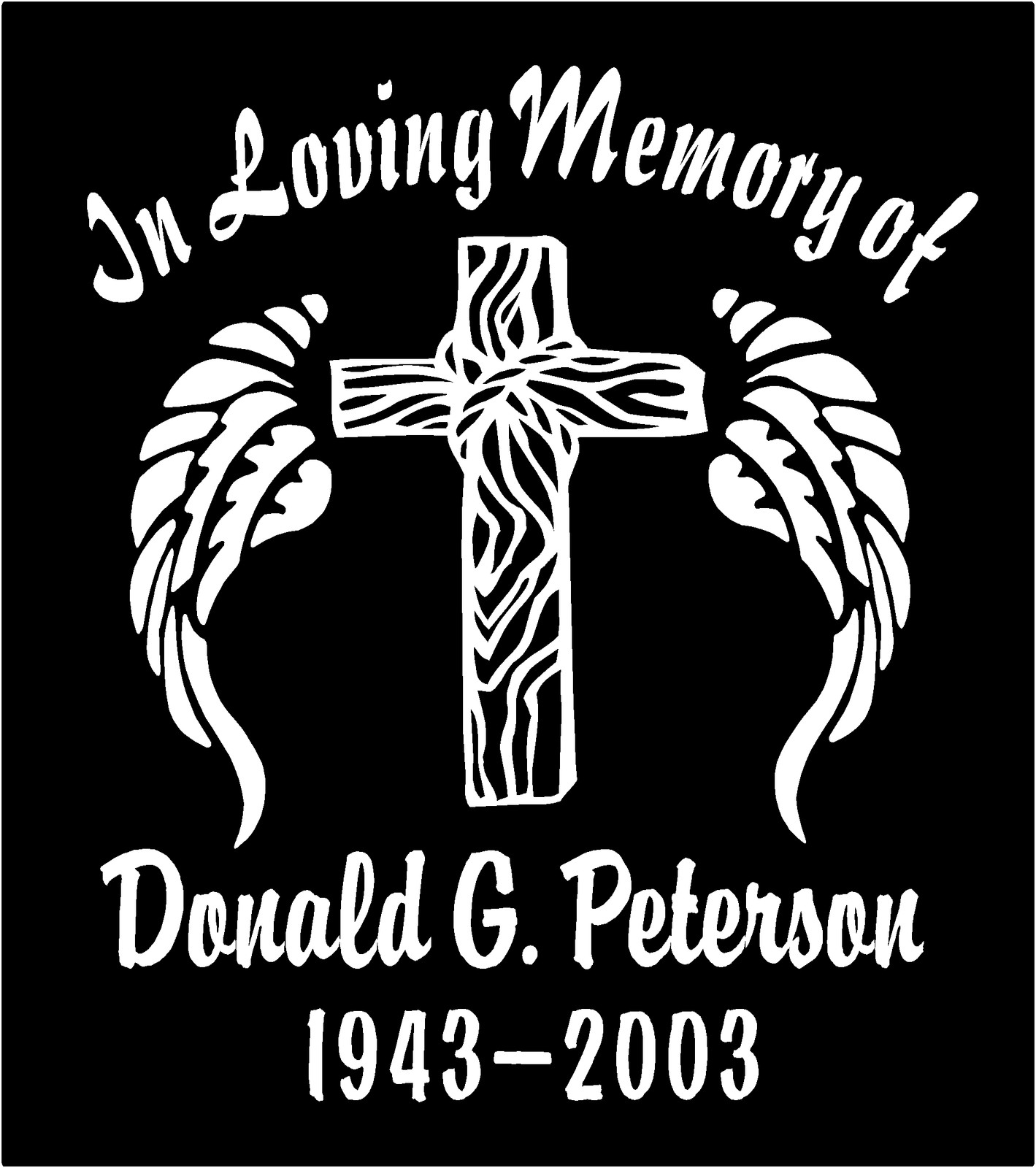 In Loving Memory Decal Angel Wings Cross Name Date Personalized Sticker