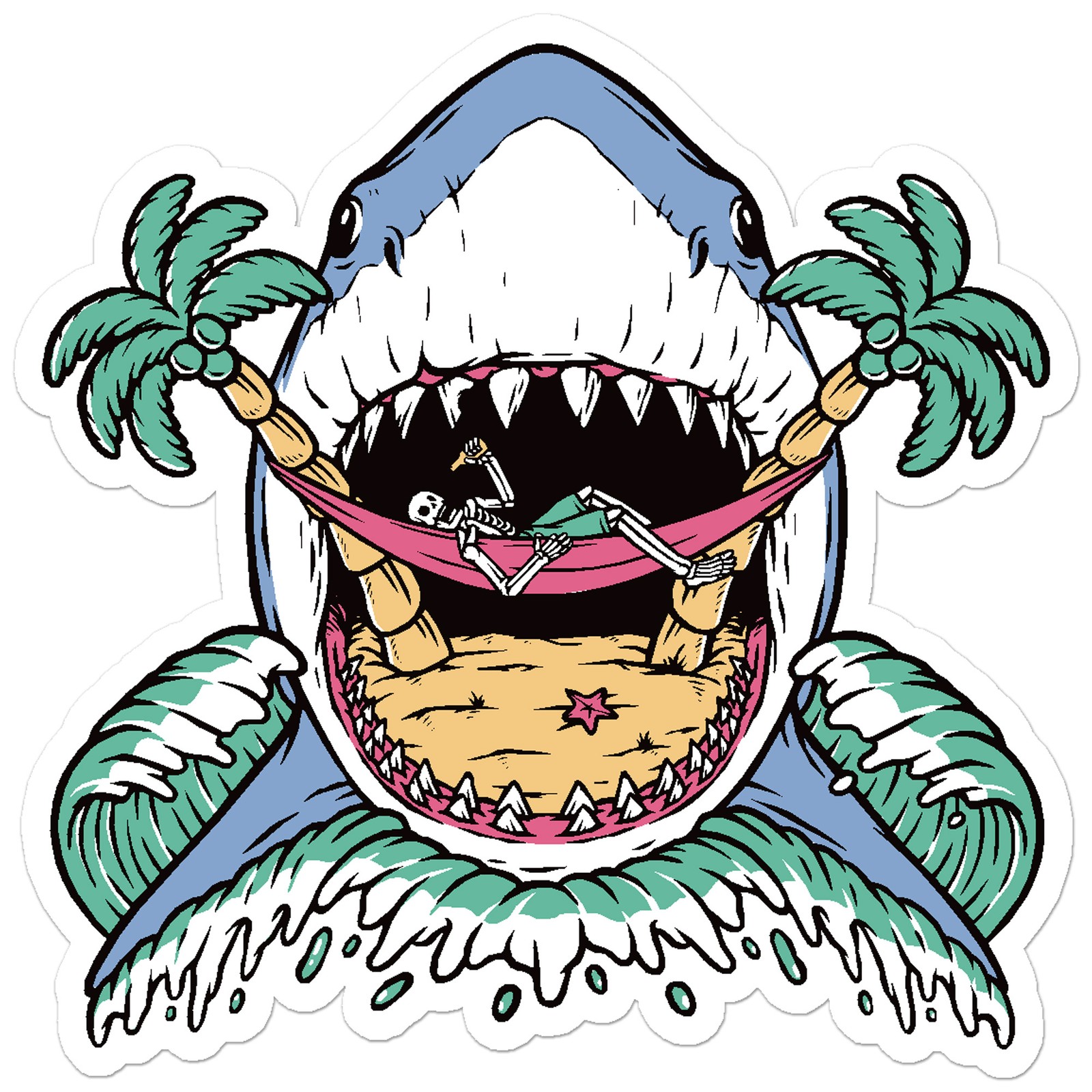 Shark Jaws Hammock – Vinyl Decal Sticker – Car Window Laptop – ebn9752