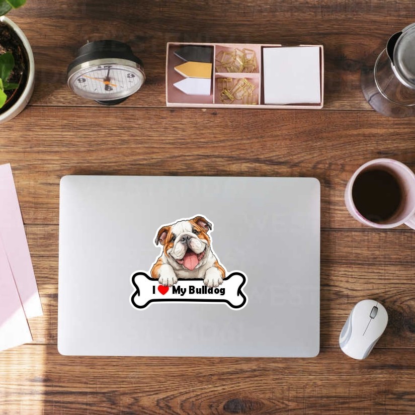 I Love my Bulldog, Sticker, Peel N' Stick, Different Sizes