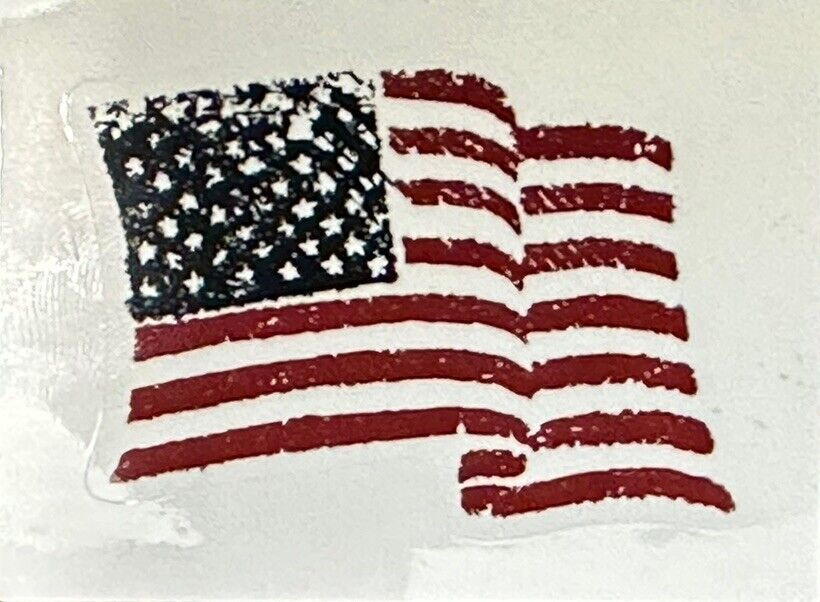 USA ~ FLAG IN MOTION ~ AMERICA – Small Vinyl Sticker – (1.5in x 2in)