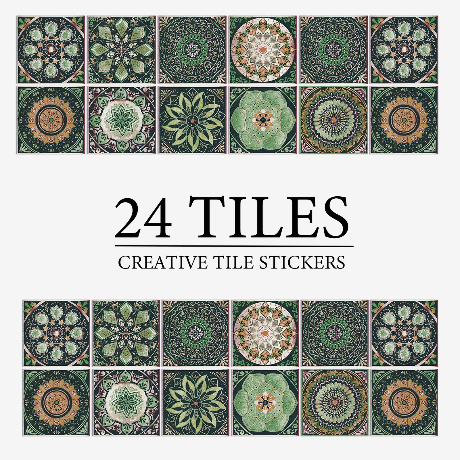 24Pcs Tile Stickers 5.9×5.9 Inch Mandala Style Tile Stickers, Peel and StickT…