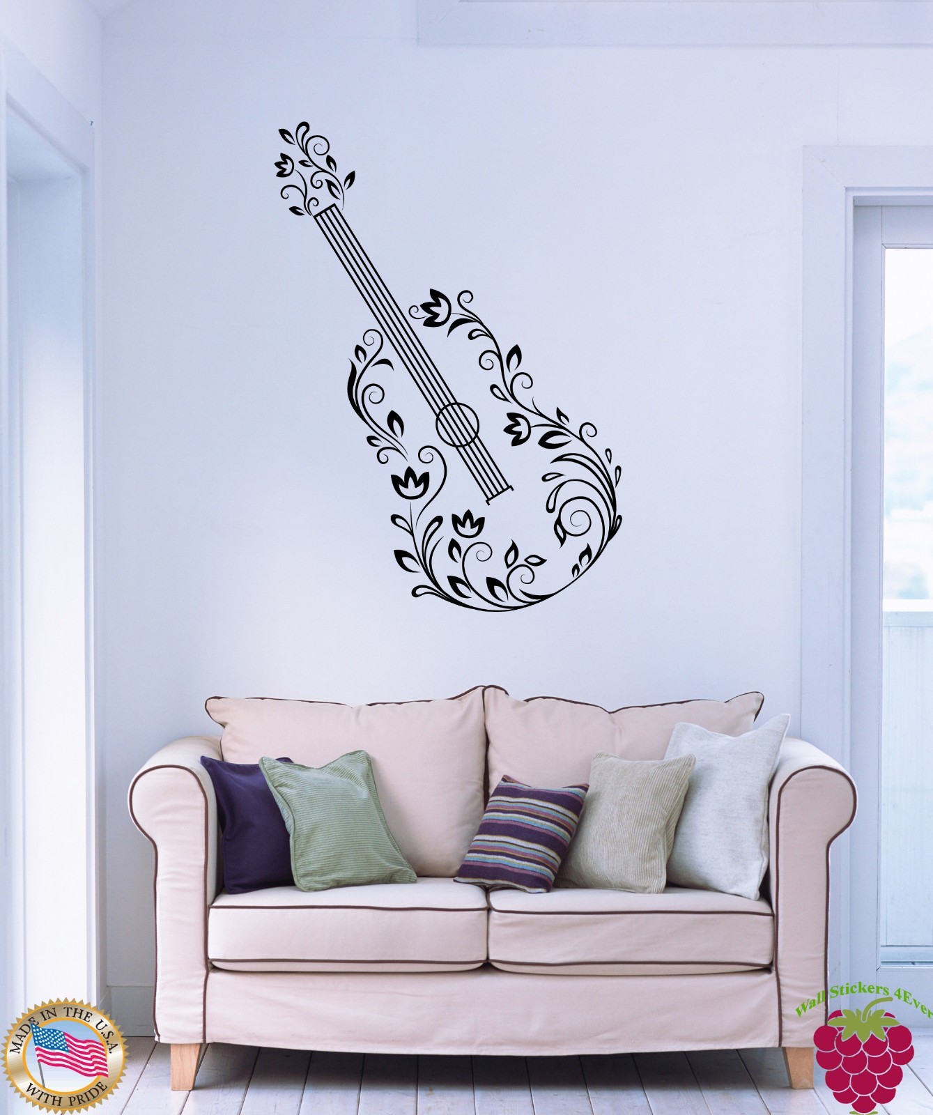 Wall Stickers Vinyl Decal Guitar Musical Instrument Music (z1110)