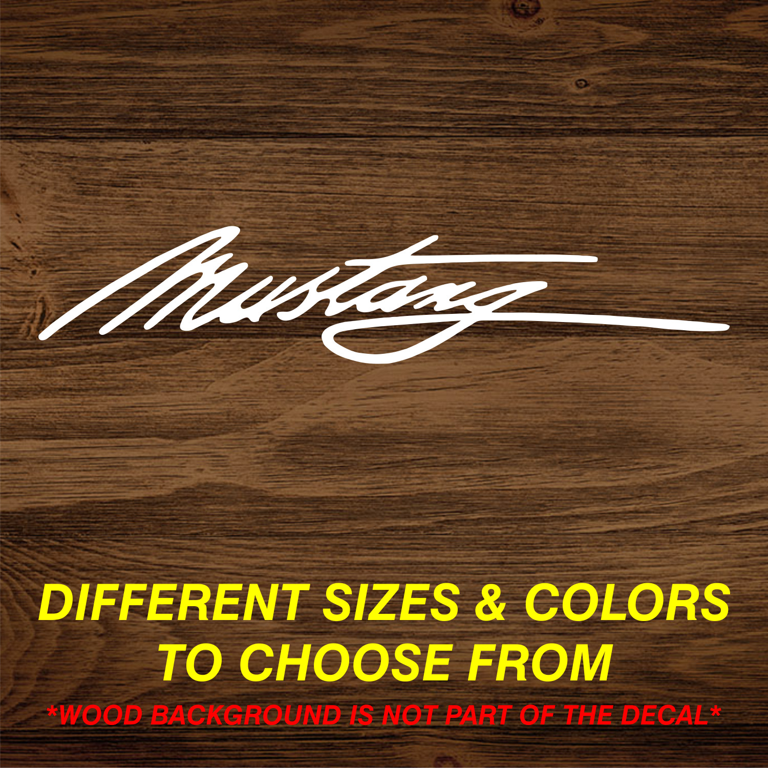 Mustang Script Ford Vinyl Decal Sticker Many Sizes Colors Free Shipping
