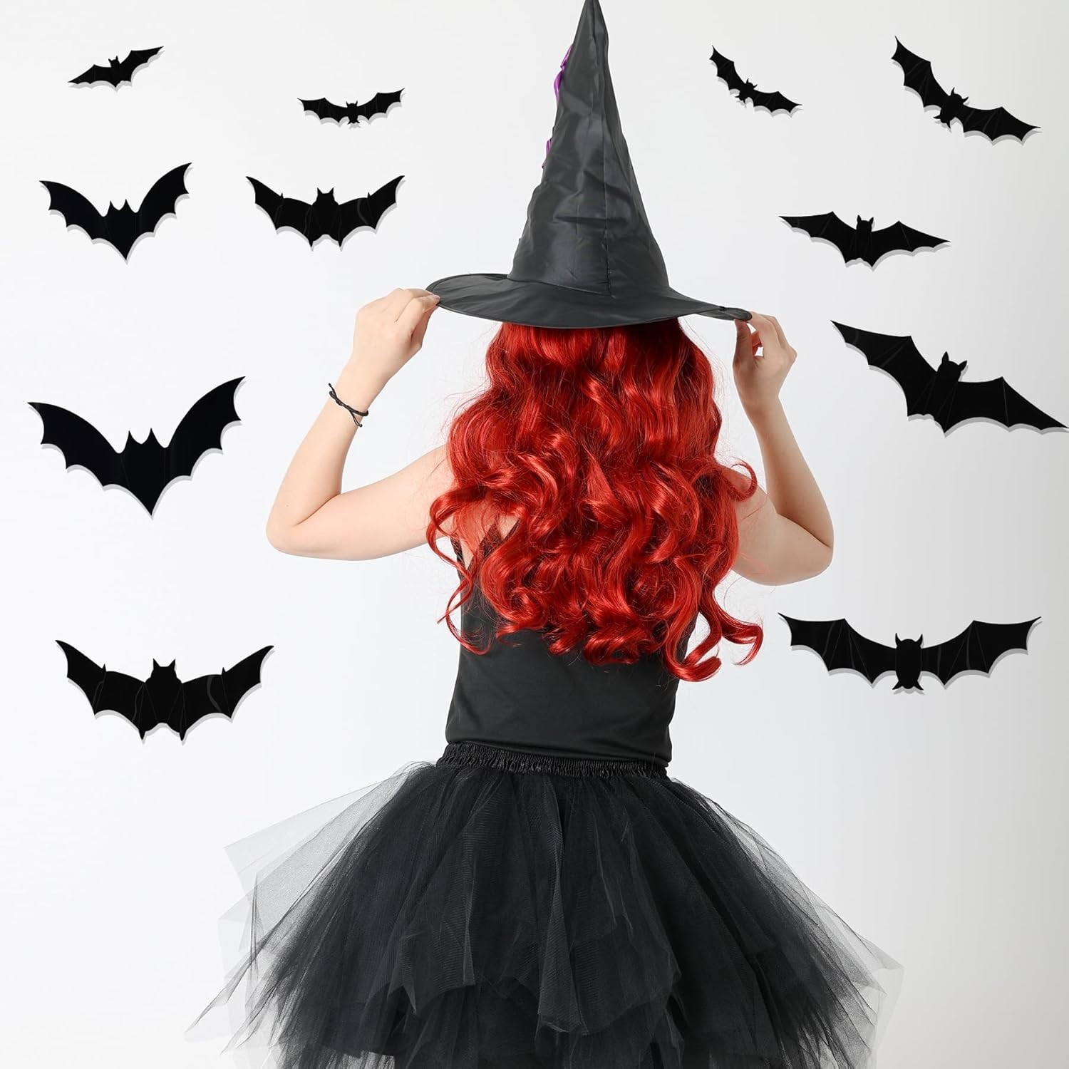 Halloween LED Bats Light Wall Decor RGB Stickers Glow in The Dark Party 3D Black
