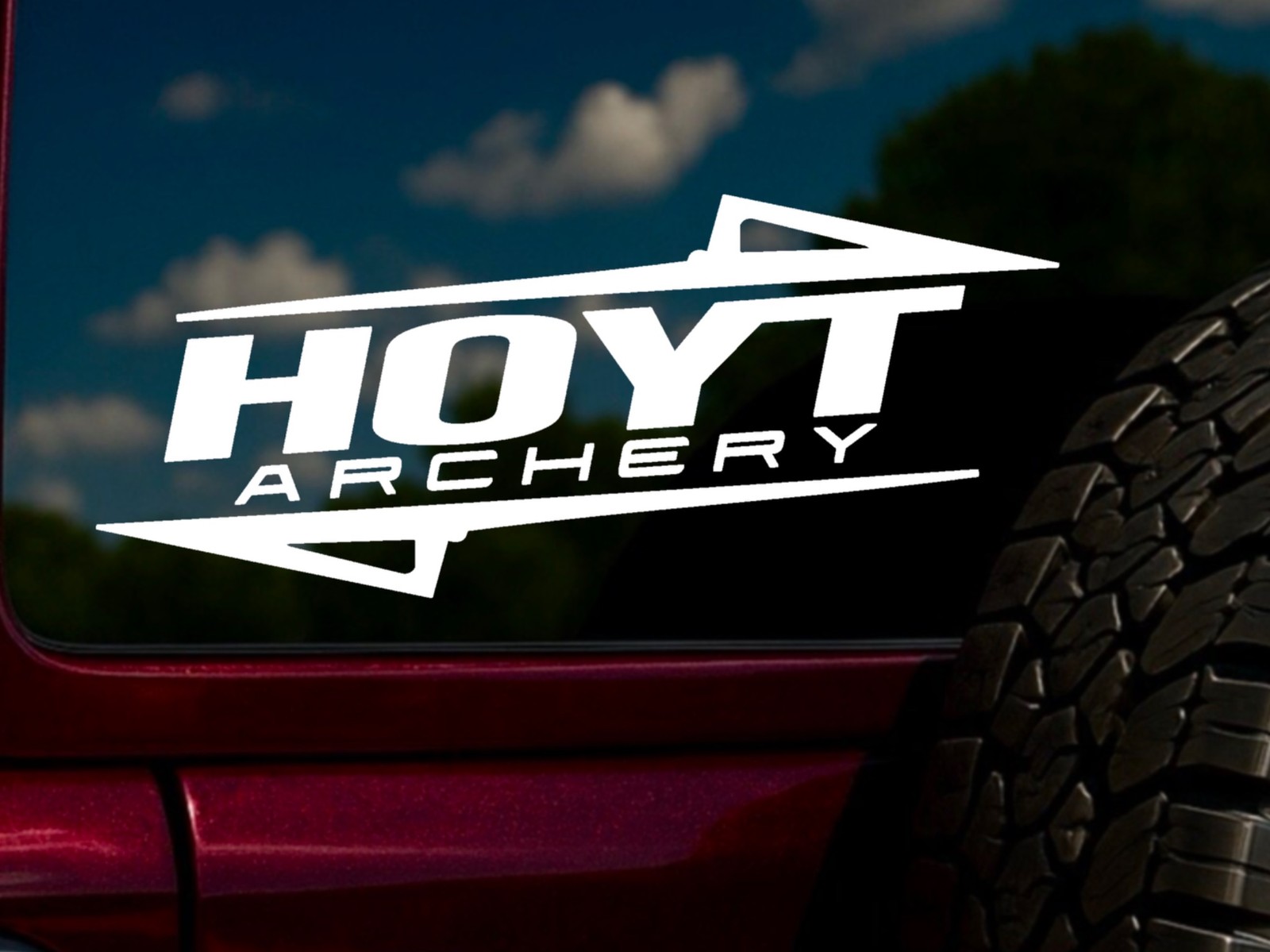 Hoyt Archery Arrows Deer Bow Hunting Vinyl Decal Sticker Truck / Car 6” White