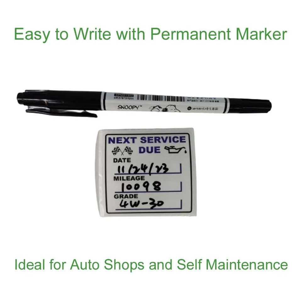 300 Clear Oil Change Reminder Stickers for Vehicles – 2×2 Inch Vinyl Labels