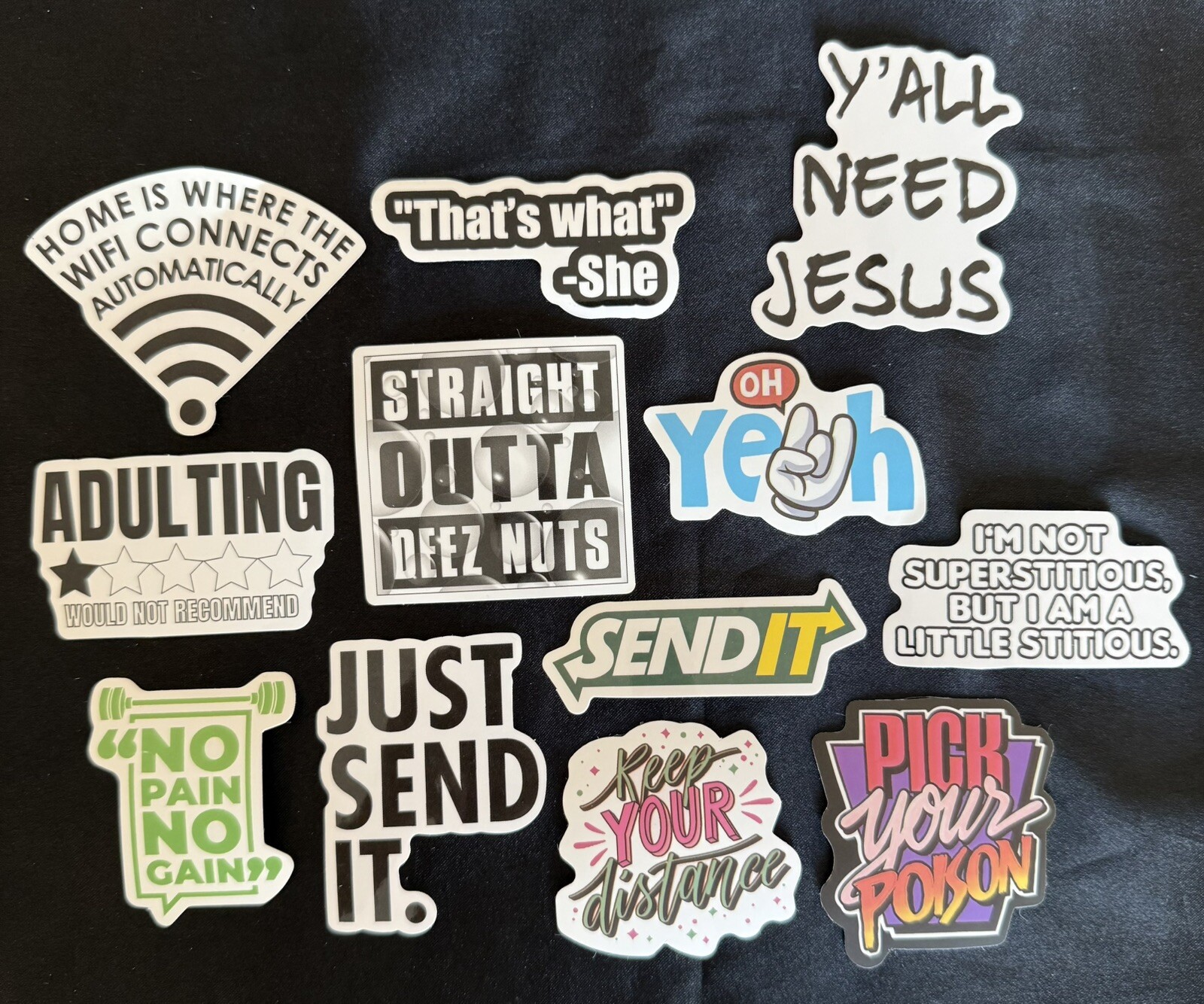 Laptop Sticker Car Decals Funny Lot of 12 Silly Quotes Meme
