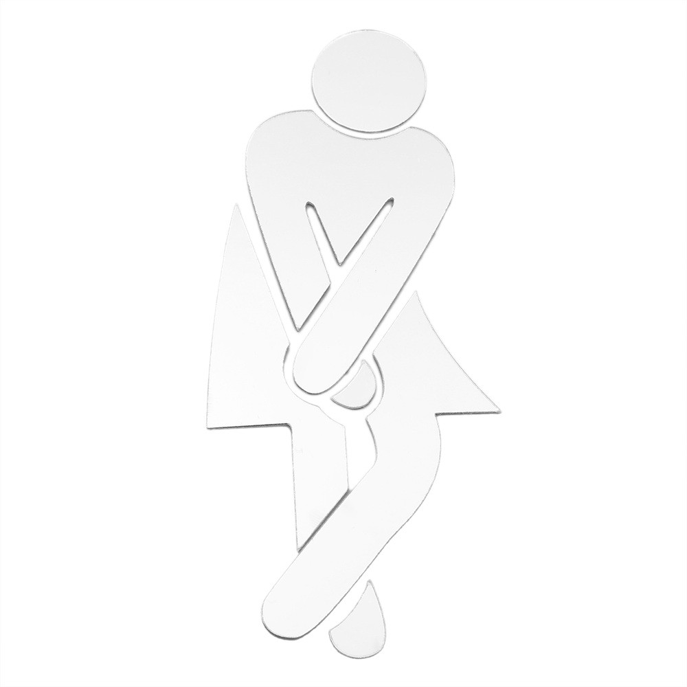 Toilet WC Man Women Decal 3D Mirror Washingroom Entrance Sign Art Sticker Decor