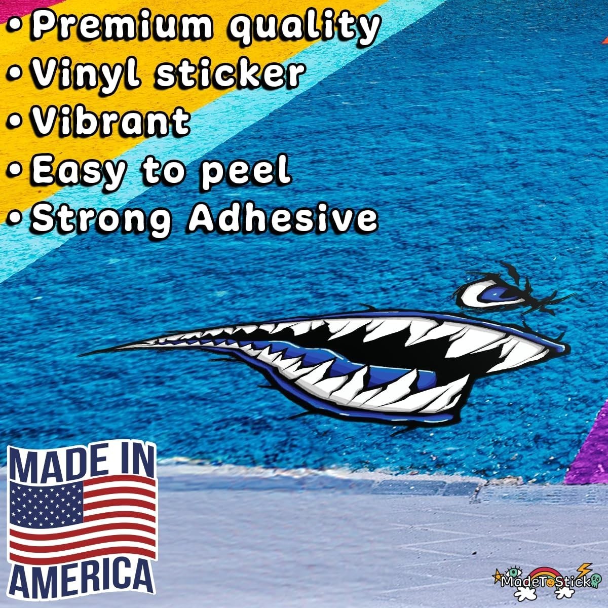 Shark Teeth Mouth 2-Pack Vinyl Decal Kayak Boat Car Sticker 7"x4.5"