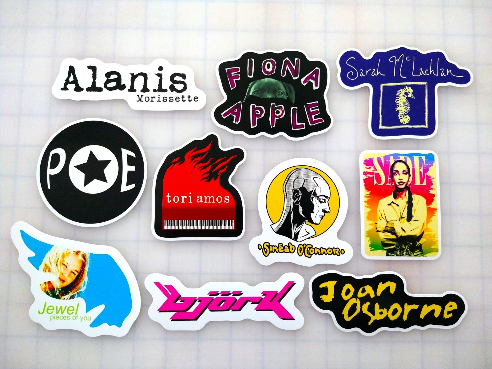 Women Of The 90's Sticker Lot (10 Pack) SET 1 fiona apple bjork jewel sade rock