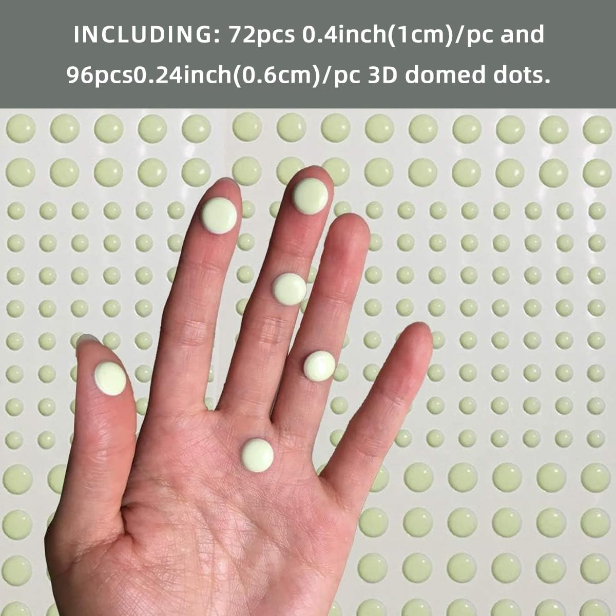 3D Domed Glow in the Dark Dots Wall or Ceiling Stickers, 168 Pcs
