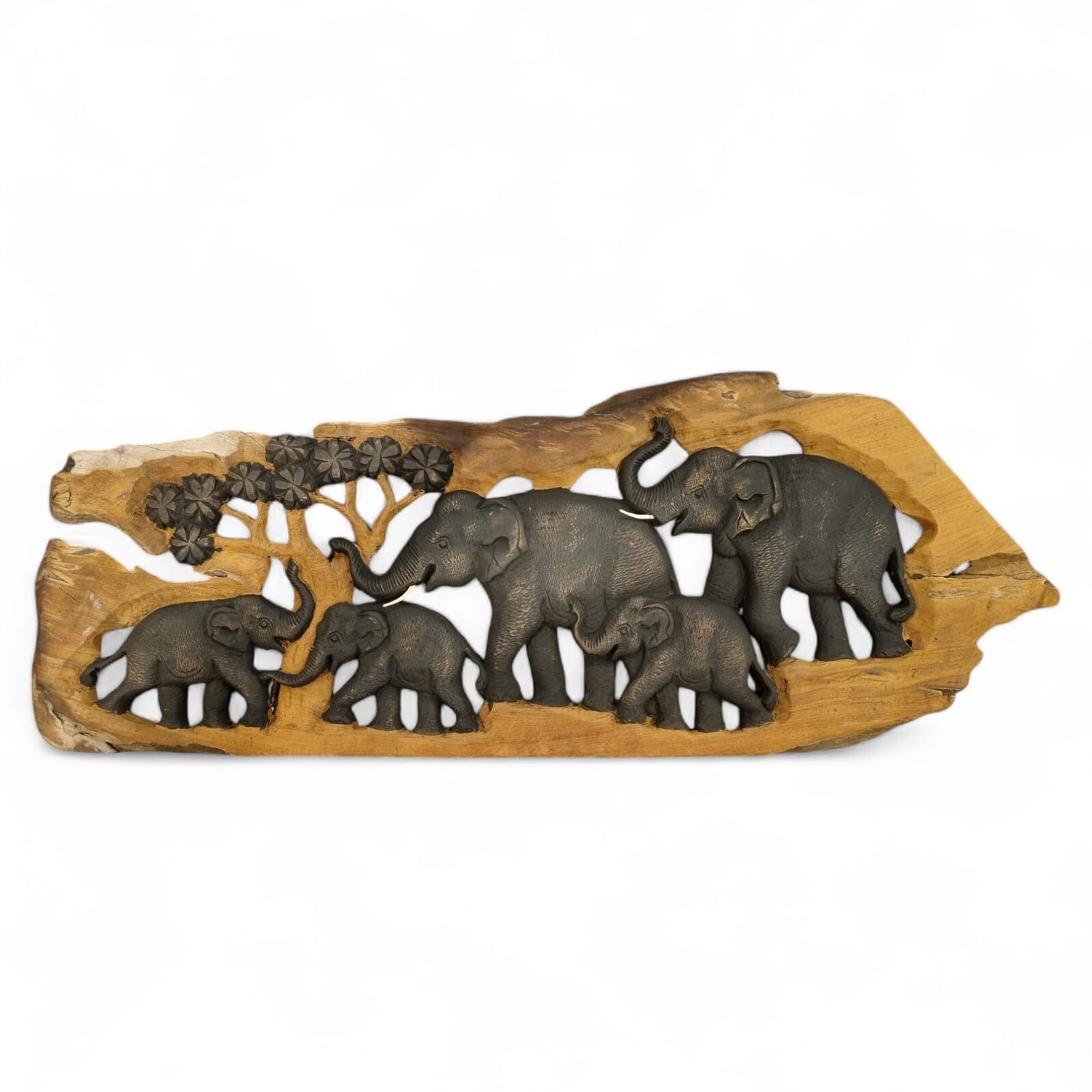 Wall Picture Thai Elephant Carving Wall Decoration Teak Wood Relief Thailand