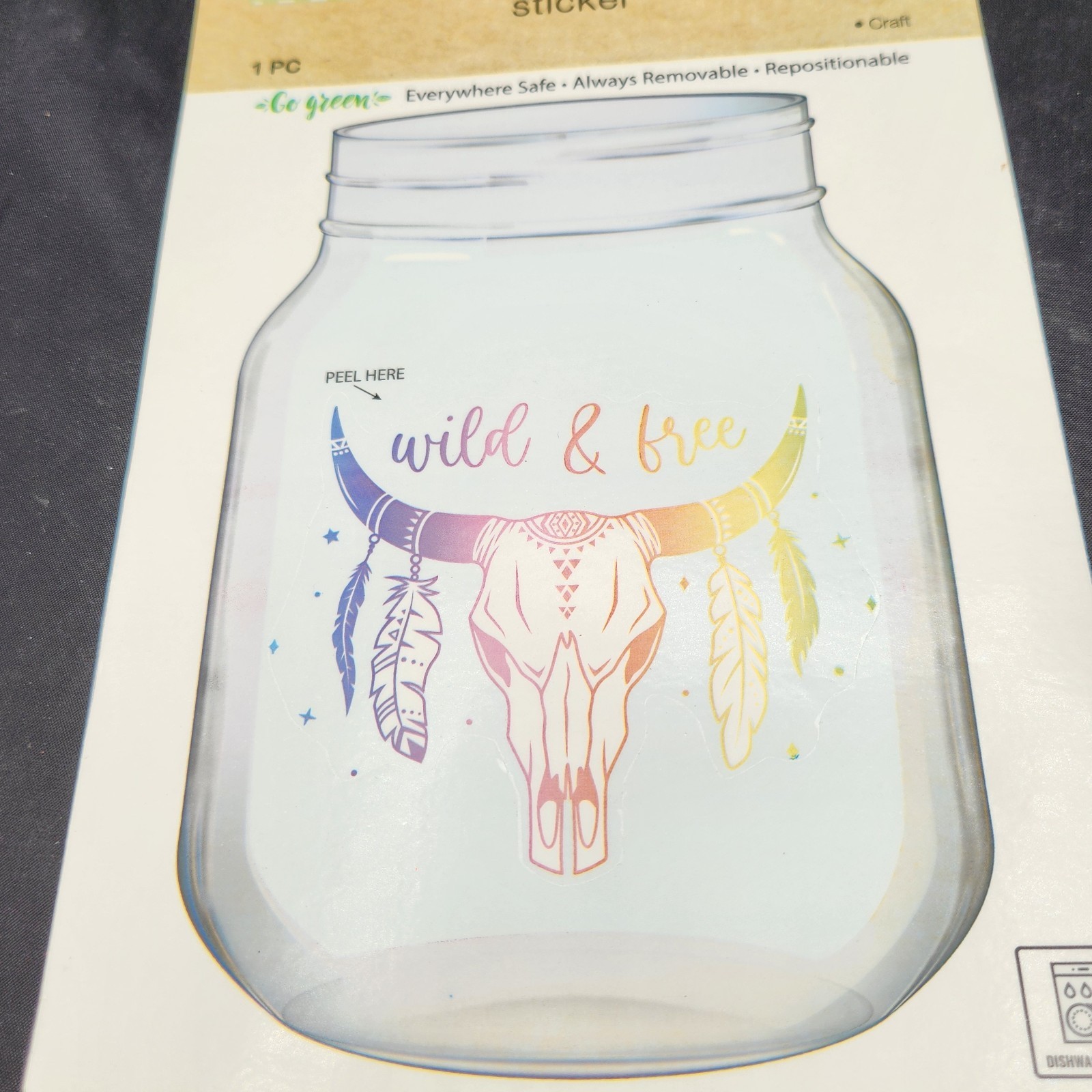 Crafter's Square Wild Free Glass Jar Sticker Removable Repositionable Craft New