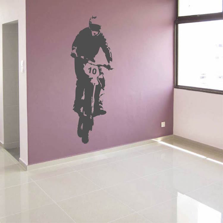 Boys Room Dirt Bike Wall Decal Sports Art Bike Race Motorcycle Wall Decal, s02