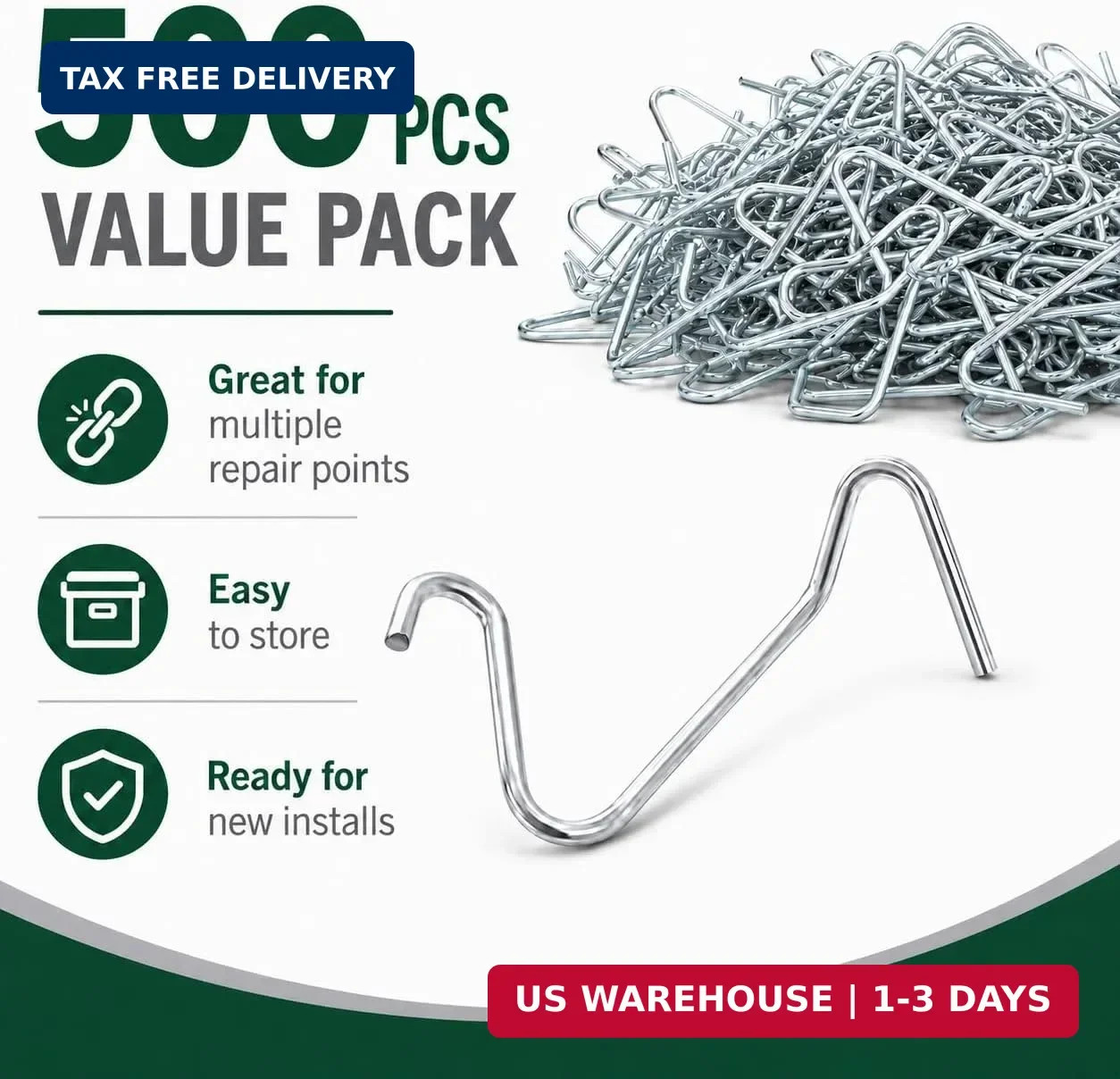 T Post Clips 500 pcs Fence Wire Tensioner, Galvanized Steel Fence Clips for Secu