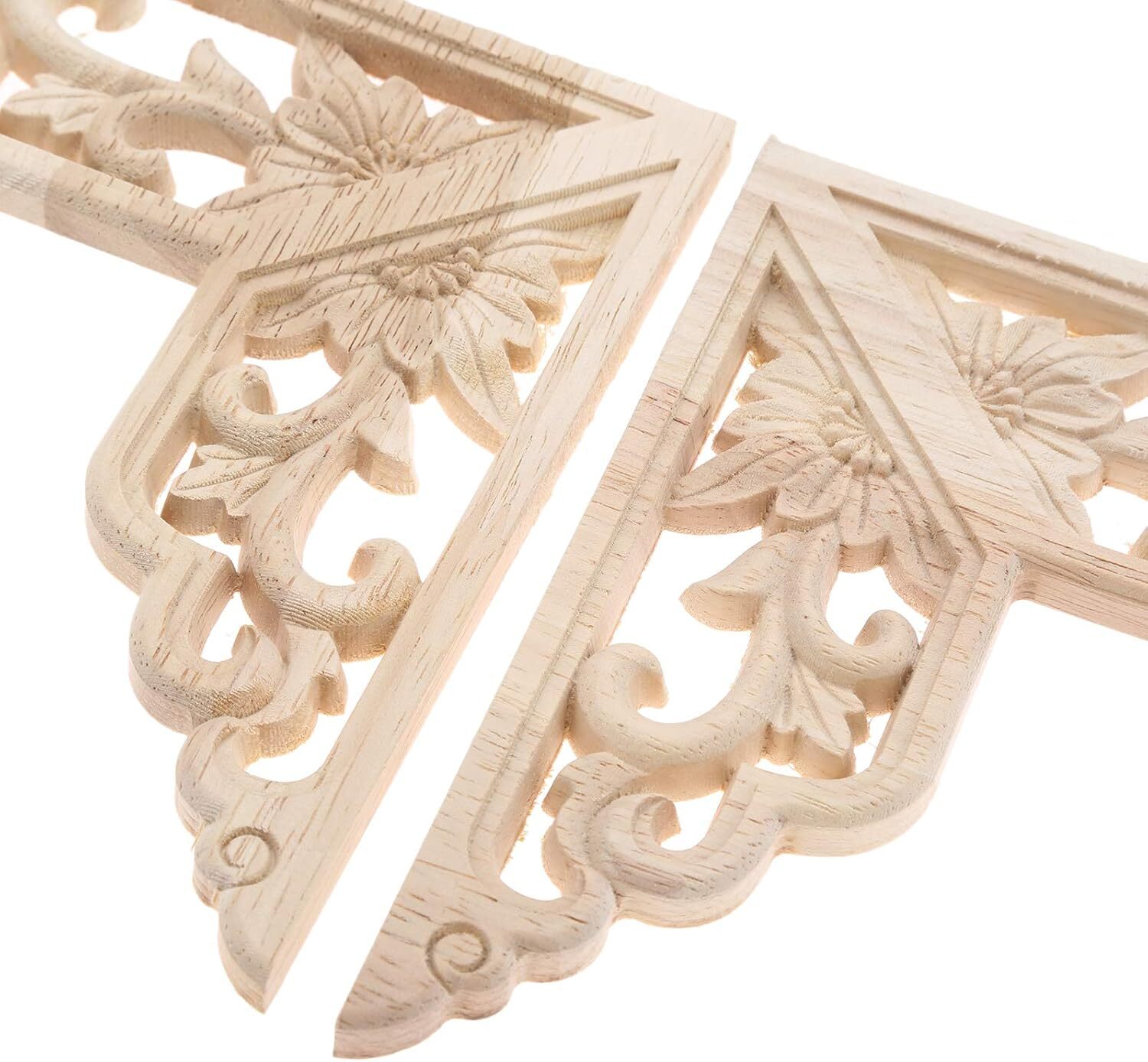 MUXSAM Wooden Decorative Appliques Onlays, 4-Pack 8x8cm/3.15"x3.15", 4 Pack